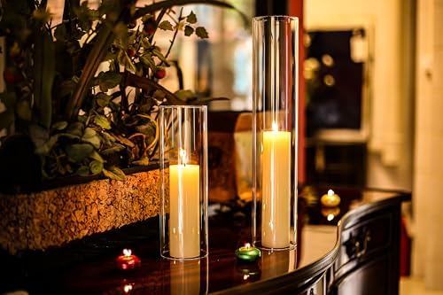 CYS EXCEL 2 PCS (H:16" D:3") Open Ended Glass Hurricane Candleholder Tube Shade | Multiple Size Choices Open Flame Candle Chimney Tube Cover | Bottomless Cylinder - Image 7