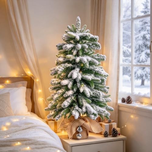 20 inch Pre-Decorated Small Xmas Holiday Christmas Tree, Snow Flocked - Image 4