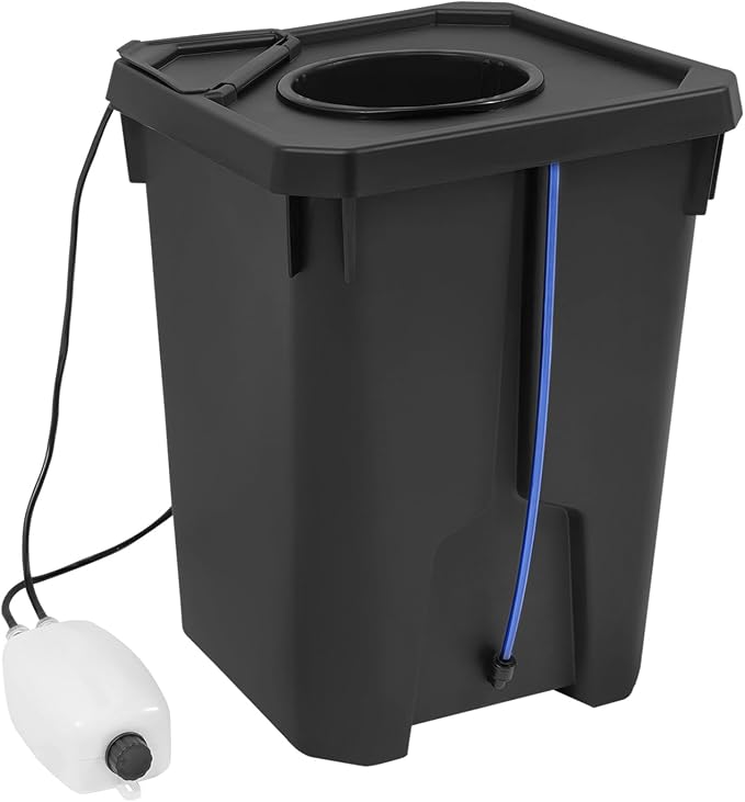 Hydroponics Growing System Kit, 7 Gallon Deep Water Culture Growing Bucket, Indoor Outdoor Recirculating Drip Garden System with Air Pump, Hose&Clay Pebbles for Leafy Vegetables