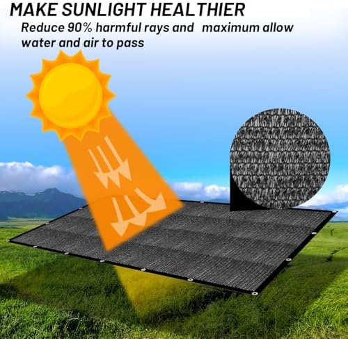 Sun Shade Cloth with Grommets for Garden, 90% 20x30ft, Black - Image 2