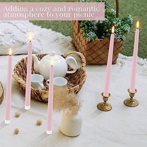 Macarrie 24 Packs Flameless Taper Candles Battery LED 11",Pink - Image 3