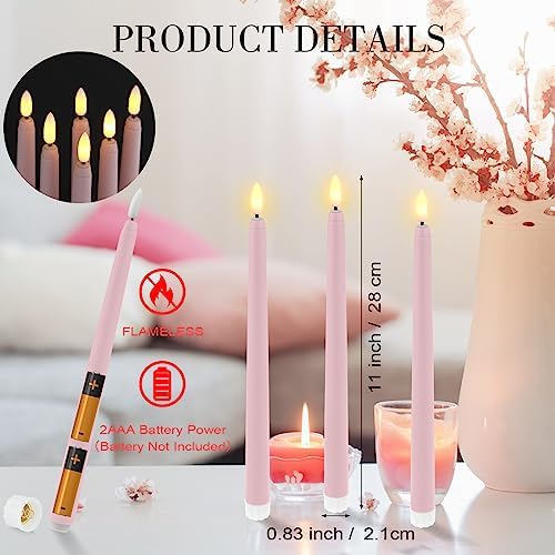 Macarrie 24 Packs Flameless Taper Candles Battery LED 11",Pink - Image 2