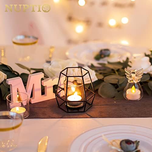 NUPTIO Black Geometric Tealight Candle Holders, Set of 2 - Image 4