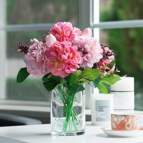 Enova Floral Clear Glass Cylinder Vase 4 x 6 Inches Round Flower Vase, Pillar Candle Hurricane Floating Candle Holder Vase, Small Floral Glass Vase for Decoration Home, Wedding Centerpiece (1 Piece) - Image 4