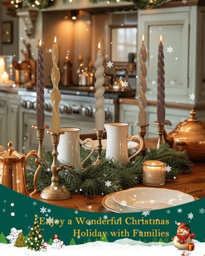 Spiral Taper Candles Brown Short Candle Sticks Unscented Smokeless Twisted Candlesticks for Fall Decor Holiday Dinner Party Christmas Decorations-7.5inch-4pack - Image 2