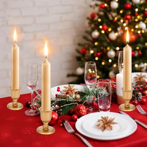 6PCS Vintage Candlestick Holders Taper Resin Gold Candle Stick - Image 3