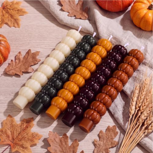 Conelist 5 Pcs Pumpkin Taper Candles Autumn Halloween Gifts, Multicolor - Image 2