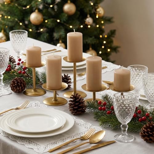 Homemory Fall Halloween Table Decor, Gold Metal Candle Holders Set of 5 - Image 5
