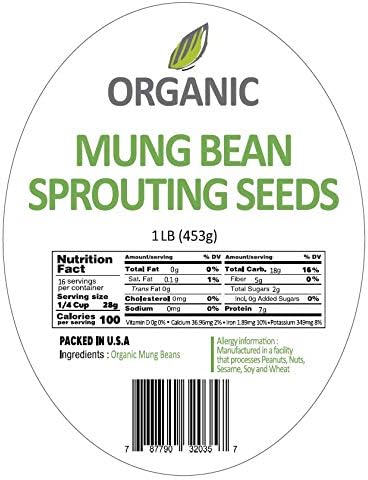 McCabe Organic Mung Bean Sprouting Seeds - Rich with Fiber & Minerals | USDA and CCOF Certified | Packed in USA | 1Lb