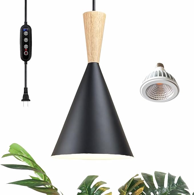 Hanging Grow Lights for Indoor Plants, Full Spectrum, with Timer and 15FT Power Cord, 20W Pendant Plant Lights for Indoor Growing, Large Tall Plant, Garden, Flowers, Greenhouse.