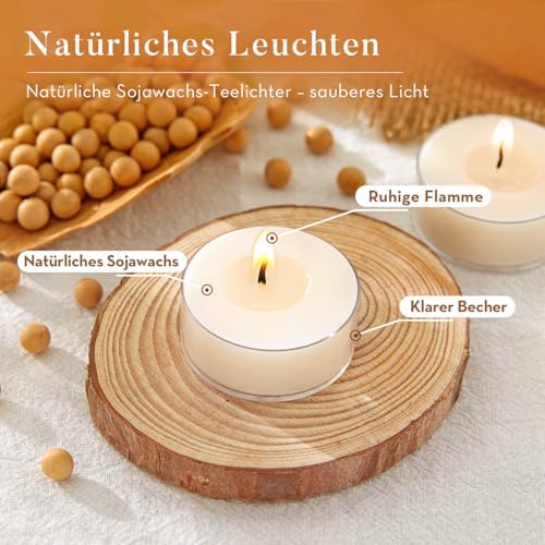 Unscented Soy Tea Lights Candles 25 Pack Bulk,4 Hour Clean Burn Tea Candles - Image 3