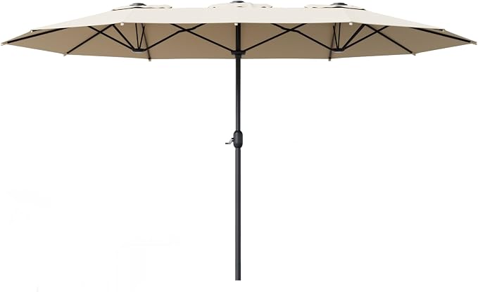 Sannwsg Outdoor Patio Umbrella,Table Umbrella with Push Button Tilt and Crank,Market Umbrella with 8 Sturdy Ribs,Yard Umbrella