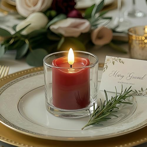 Simplelight Red Flameless Votive Candles with Timer, Set of 6 - Image 6