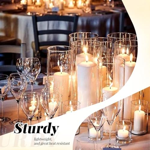 12Pack Glass Cylinder Vases for Centerpieces - 8 Inch Tall Flower Vase for Wedding Decorations, Floating Candle Holder Vase Bulk,Glass Hurricane Candle Holders for Table Shelf, Party, Home Decor - Image 4