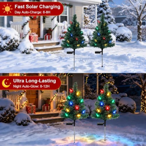 Solar Christmas Trees for Outside Decorations, Mini Pathway Lights, 4 Pack - Image 4