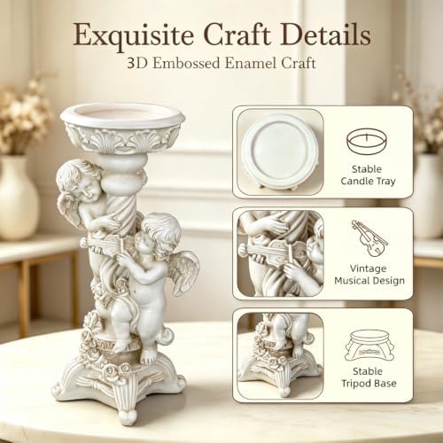 Angel Candle Holder Figurine White Resin Table Decor Holiday Home Gifts - Image 3