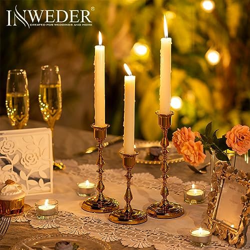 Gold Candlestick Holders Vintage: Brass Taper Candle Holders - Image 4