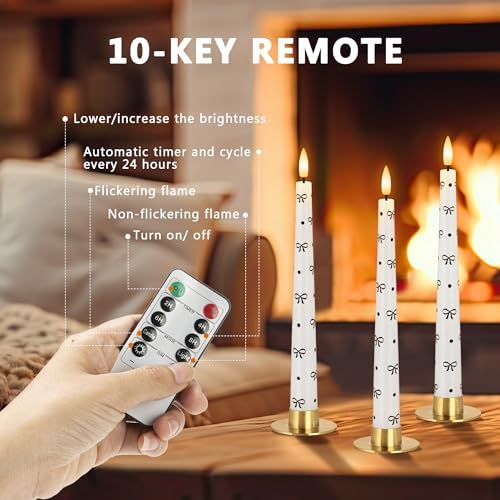 Flameless Taper Candles with Remote, Black Bow and Dot Flameless Candles - Image 4