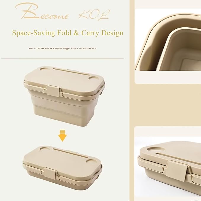 PicnicPro 2-in-1 Foldable Basket & Table Lightweight Collapsible Storage Organizer with Carrying Handle, Portable Picnic Basket with Tabletop, Space-Saving for Beach Camping Car Boot & Home