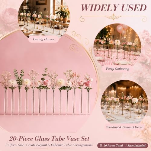 20 Pack 5.9" Glass Bud Vase Taper Candle Holder - Image 3
