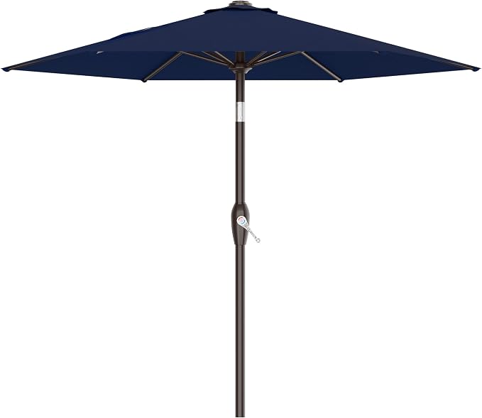 AreShark 7.5FT Patio Umbrella Table Market Umbrella with 6 Sturdy Ribs, Button Tilt/Crank Heavy-Duty Round Outdoor Umbrellas for Garden, Deck, Backyard,and Pool, Navy