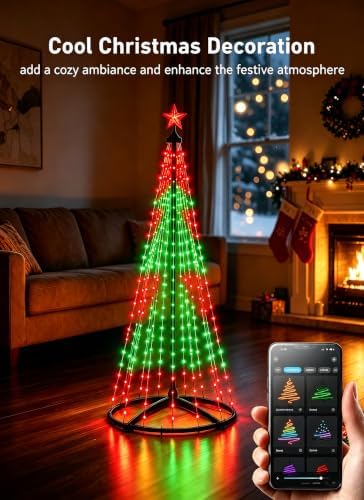 oneup 5FT Christmas Cone Tree Light, Smart RGB Light with App & Remote - Image 3