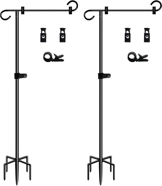 50-inch Outdoor Garden Flag Stand, Extra Tall Yard Flag Holder for Outside 12x18 Home Patio Decor, 2-Pack