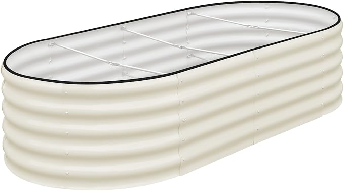 SnugNiture Galvanized Raised Garden Bed, 8x4x1.5ft Oval Metal Planter Box for Planting Outdoor Plants Vegetables