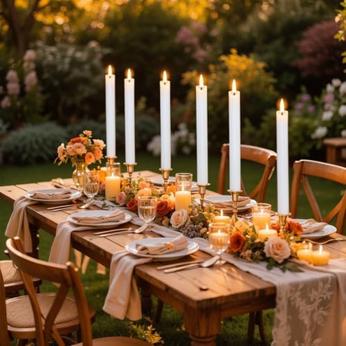 Wondise Flameless Taper Candles with Remote Timer Real Wax White - Image 6