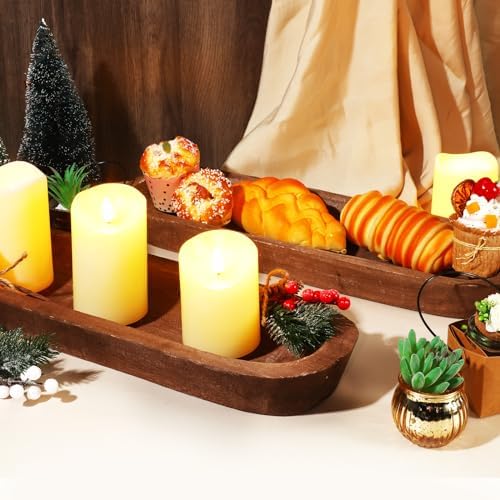 FoldTier 4 Pcs Wooden Dough Bowl Bulk,Brown,20'' X 6'' X 2'',Classic - Image 5