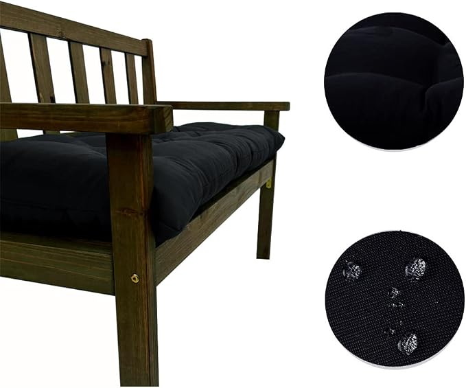 Srutirbo Indoor Outdoor Bench Cushion, Waterproof Swing Cushion Seat Chair Replacement Pads Pillow for Lounger Garden Furniture Patio Metal Wooden (Black, 47 * 20inch)