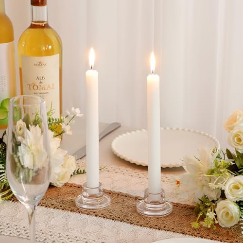 ZQXJWF Clear Glass Taper Candle Holders Set, Round Base Design, Elegant Dining Table Decor, for Table Centerpiece Wedding Party Advent Christmas Home Decorations(36, Clear) - Image 7