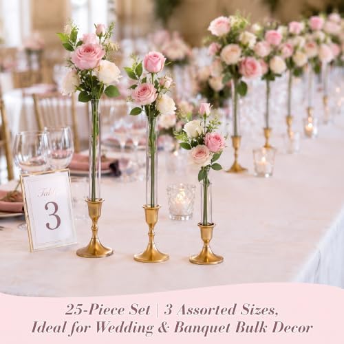 15 Pack 3.9",5.9",7.9" Glass Bud Vase Taper Candle Holder - Image 3