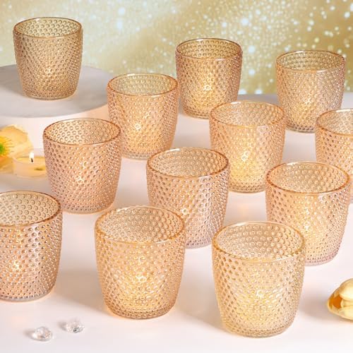 Volens Gold Votive Candle Holder for Table Centerpiece-12 Pcs Large Votives by VolensLightUpYourLife
