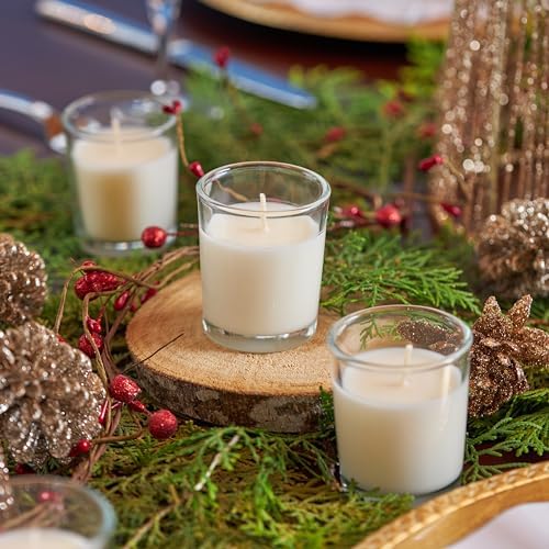 Simply Soson Votive Candles Bulk, 24 Filled White Votive Candles in Glass, 10 Hours Burn time, Small Candles, Unscented Candle, Candle Votives for Wedding, Holiday & Home Decoration - Image 3