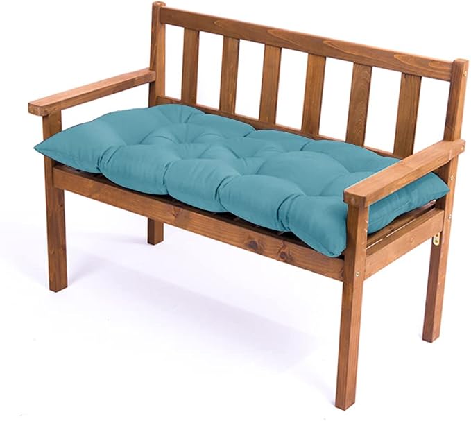 Srutirbo Indoor Outdoor Bench Cushion, Waterproof Swing Cushion Seat Chair Replacement Pads Pillow for Lounger Garden Furniture Patio Metal Wooden (Blue, 59 * 20inch)