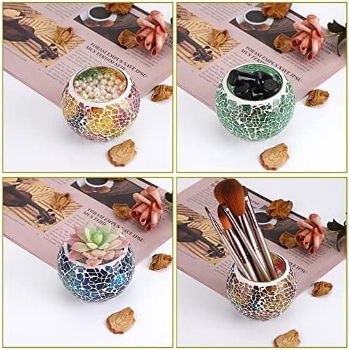OwnMy 6PCS Mosaic Glass Tea Light Holders Round Bowl Votive Candle Holders - Image 4