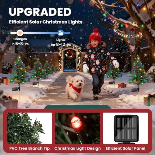 Christmas Tree Solar Lights Decoration Gifts Outdoor Waterproof, Decorative Navidad Solar Tree Lights with Multiple Modes,Xmas Decorations for Outside, Garden Yard Patio Decor 4 Pack - Image 7