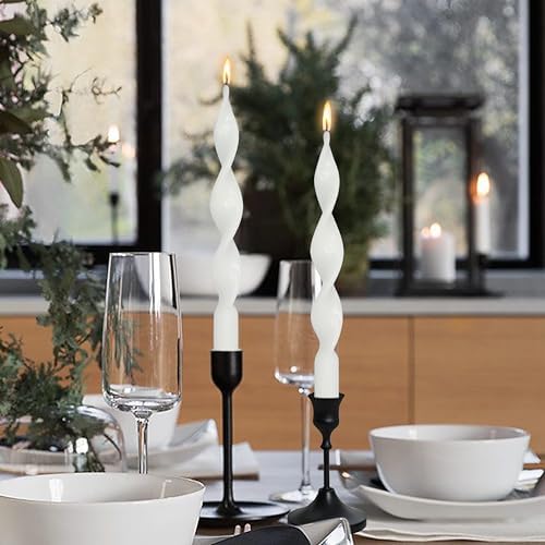 Unscented Spiral Taper Candles Smokeless 10 Inch Long Twisted Candle Handmade White Swirl Candles for Home Decor Weddings Gift - Image 5
