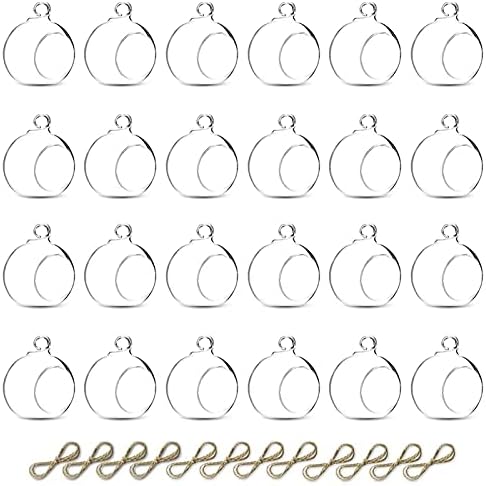 Nuptio 24 Pcs Hanging Glass Tealight Holder Globe 2.36" Diameter, Tea Light Candle Holders Wedding Christmas Halloween Home DIY Gifts, Garden Hanging Ornaments Outdoor Candle Holders by Nuptio