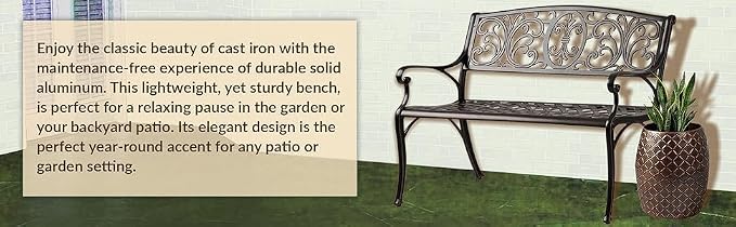 Balkene Home Decatur Aluminum Patio Bench in Antique Bronze