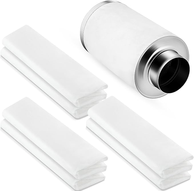 Tudomro 6 Pack Carbon Prefilter for 6 Inch Carbon Filter Replacement, Non Woven Fabrics Material and Electrostatic Fibers for Odor Control in Grow Tents Indoor Gardening Hydroponics Ventilate, White