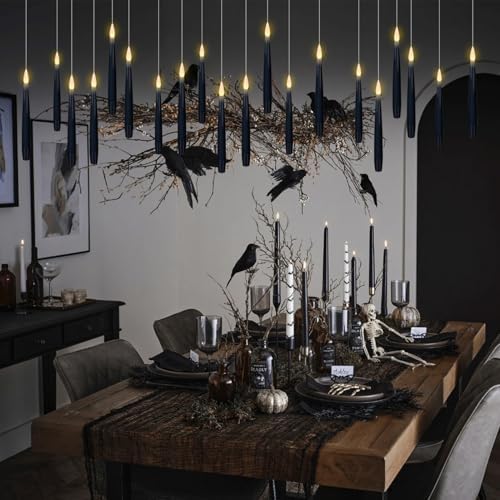 GenSwin Flameless Floating Candles Wand Halloween Decorations Black 22pcs - Image 4