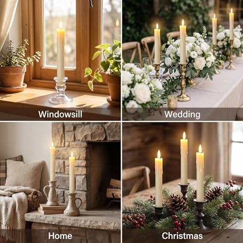 Flameless taper candles, 6.7in battery operated candles for home decoration - Image 6