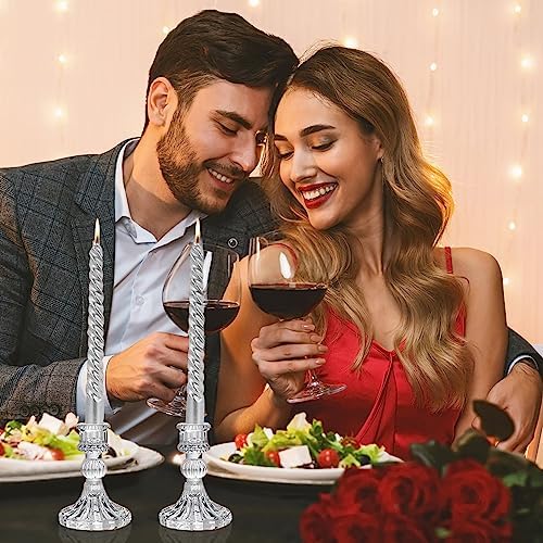 Glass Candlestick Holders Set of 6, Taper Candle Holder for Wedding Festival Christmas Party Valentine's Decor, Table Centerpieces - Image 6