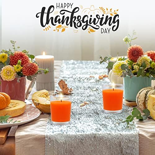 Set of 20 Orange Votive Candles Clear Glass Filled Unscented Soy Wax Candle for Home Halloween Fall Harvest Thanksgiving and DIY - Image 6