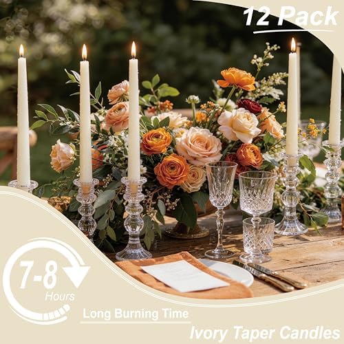 10-Inch Ivory Taper Candles - Dripless Smokeless Tapered Candle Cream Unscented Candlesticks Paraffin Wax Long Slow Burning Tall Candle Sticks for Dinner Business Wedding Restaurants 12 Pack - Image 4