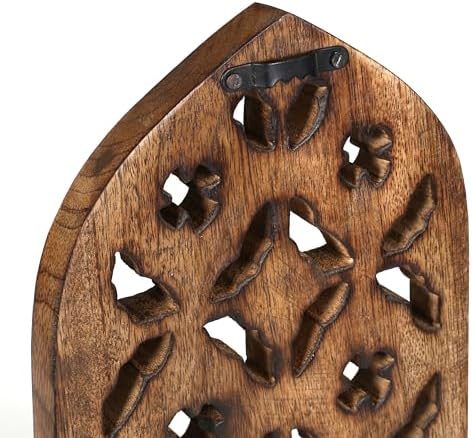 Burnt Natural Wall Mounted Candle Sconces (Set of 2) - Decorative Hand-Carved Wooden Candle Holders, Farmhouse Style, Perfect for Living Room, Bedroom & Kitchen Wall Décor - 16 Inch - Image 4
