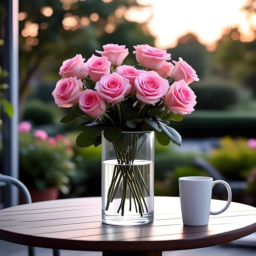 CYS EXCEL (H:12" D:6") Large Cylinder Clear Glass Vase for Wide Bouquet Flower Vase Centerpieces Display Hurricane Floating Candle Holder - Image 5
