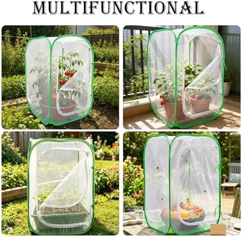 24" Garden Mesh Plant Tent Enclosure, Pop-Up Cage Plant Cover Pest Protection Guard for Fruit, Vegetables, Flowers and Herbs （16" x 16" x 24" ） - Image 4